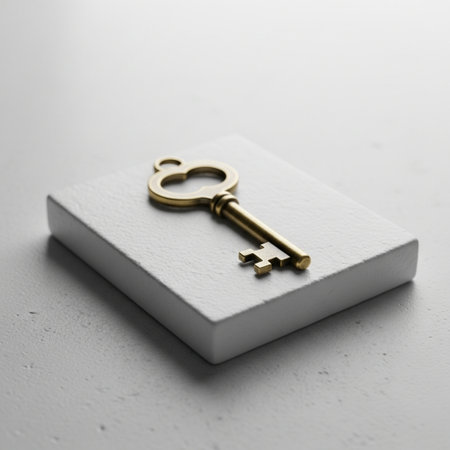 Key on a white box, key on a white background, key on a white boxの素材