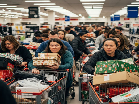 People shopping in a supermarket in Milan.の素材