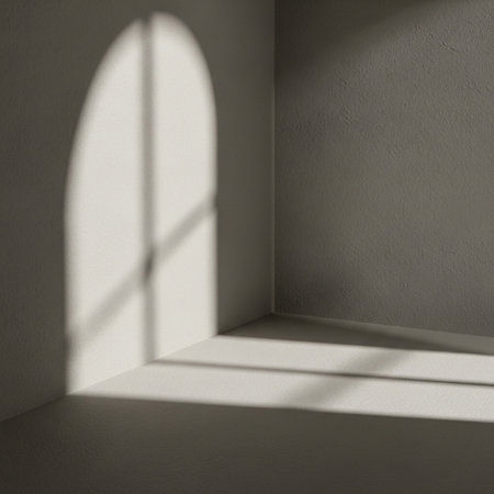 Light from the window on a gray wall. 3d rendering.の素材