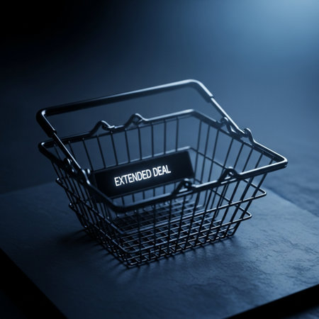 Shopping basket on a dark background with the word E-commerceの素材