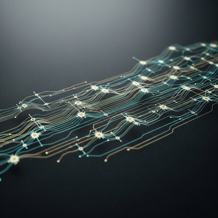 Futuristic circuit board on a dark background. 3d renderingの素材