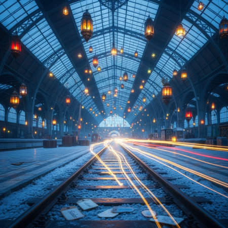 Railway station in Gdansk, Poland. Long exposure.の素材