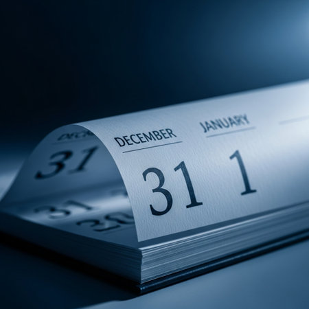 Close up of calendar page. Blue toned. Selective focus.の素材