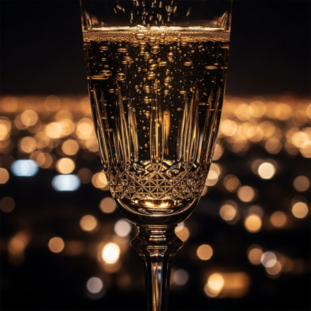 Glasses of champagne with bokeh background. Celebration concept.の素材