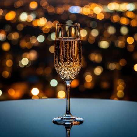 champagne glass with blur bokeh background, celebration conceptの素材