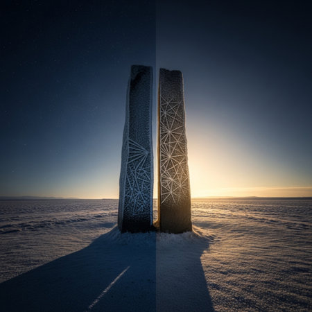 3d rendering of a skyscraper in the snow at night.の素材