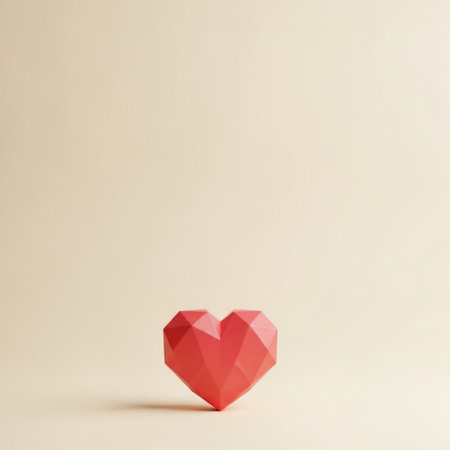 red heart on a beige background, valentine's dayの素材