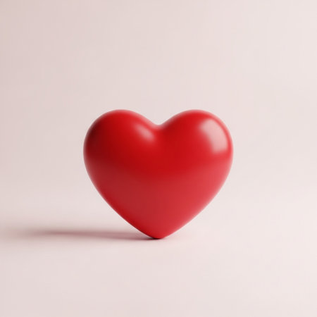 Red heart on a white background. 3d rendering, 3d illustration.の素材