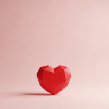 Red heart on pink background. Valentine's day concept. 3d renderingの素材