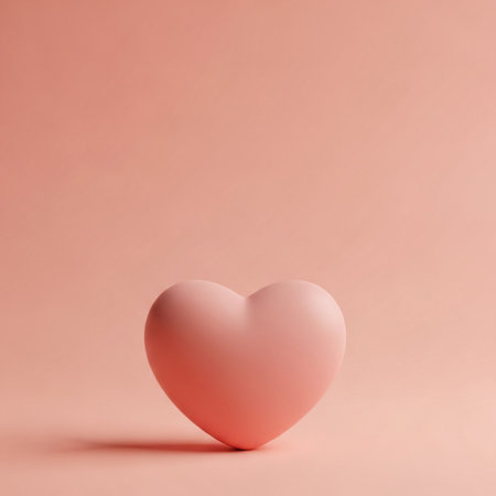 Pink heart on pink background. Minimal concept. 3d renderの素材