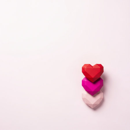 Colorful paper hearts on a white background. Valentine's Day.の素材