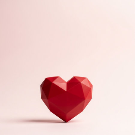Red heart on pink background. Valentines day concept. 3D Renderingの素材
