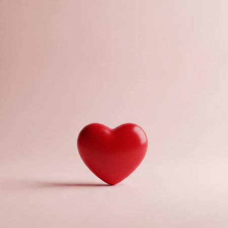 Red heart on a pink background. Valentine's day concept. Copy space.の素材