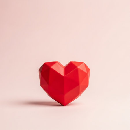 Red heart on a pink background. Valentine's day concept. 3D Renderingの素材