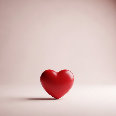 Red heart on a pink background. Valentine's day concept. 3d renderingの素材