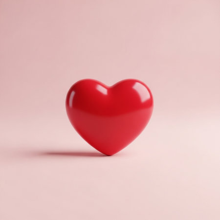 Red heart on pink background. Valentines day concept. 3D Renderingの素材