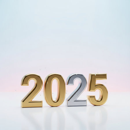 Happy New Year 2015. 3D illustration. Golden numbers on white background.の素材
