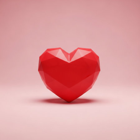 Red heart on a pink background. 3d rendering, 3d illustration.の素材