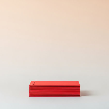 Red business card on a white background. 3d rendering mock upの素材