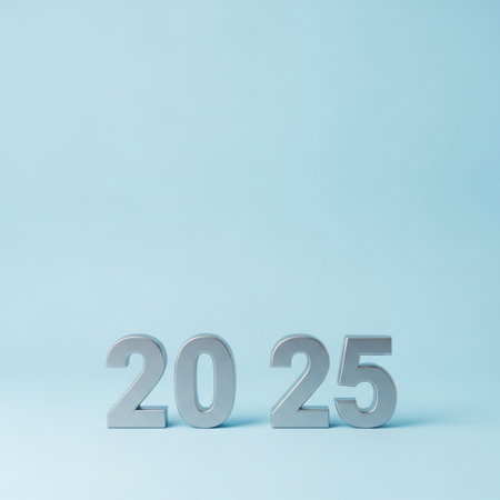 New year 2015 text on blue background. 3d render illustration.の素材