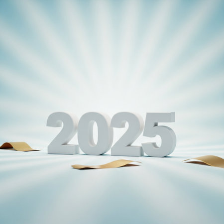 New year 2015, 3d render, white numbers over blue backgroundの素材