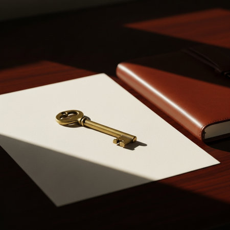 Key and notebook on the table. Business concept. Selective focus.の素材