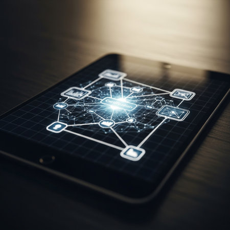 Smartphone with global network connection on screen. 3D Renderingの素材