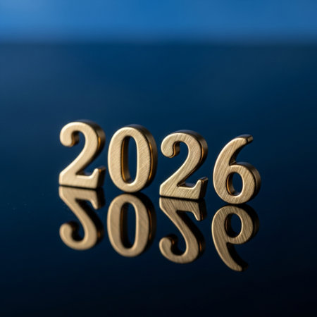 New Year's Eve celebration concept. Gold numbers 2016 on a blue background.の素材