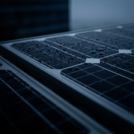 Solar panel close-up. Selective focus. Toned.の素材