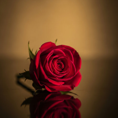 Red rose on a black background. Shallow depth of field.の素材