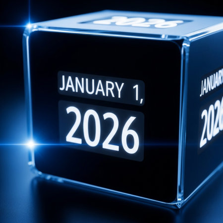 New Year's Eve. 3D Illustration. Black cube with the date of January 26 on it.の素材