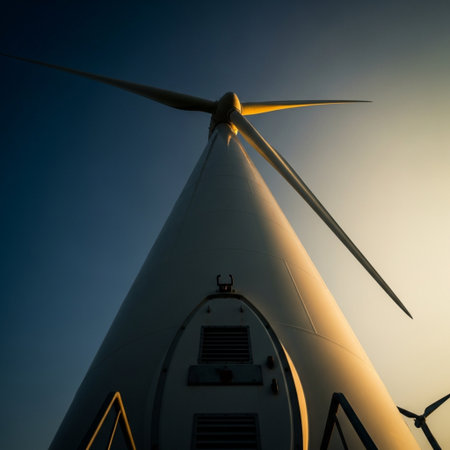 An image of windturbine generator in the evening light.の素材