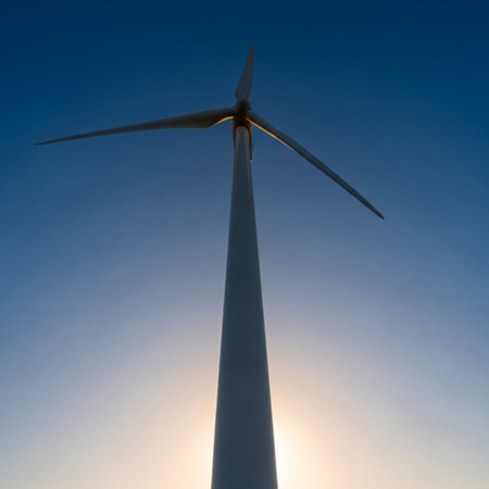 Wind turbine for electric power production, Zaragoza province, Aragon, Spain.の素材