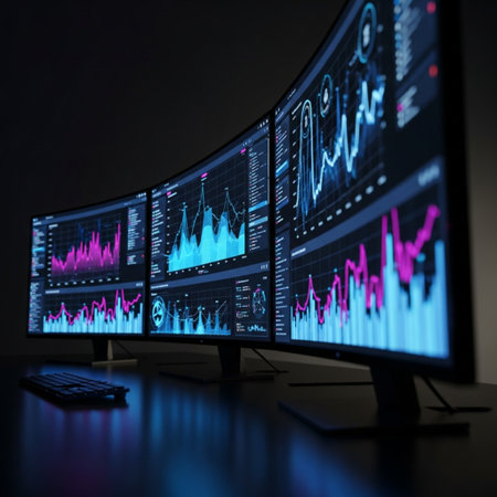 Computer screen with stock market data on screen. 3D rendering.の素材