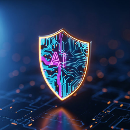 Cyber security concept. Shield on circuit board background. 3D Renderingの素材