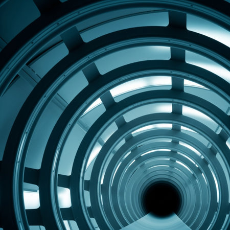 Abstract blue background with concentric circles. 3d rendering, 3d illustration.の素材