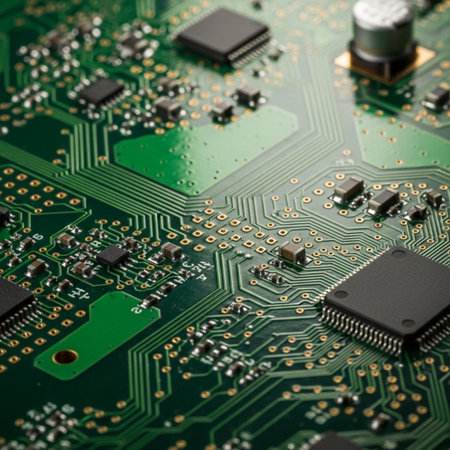 Close-up of electronic circuit board, microchip, microcircuitの素材