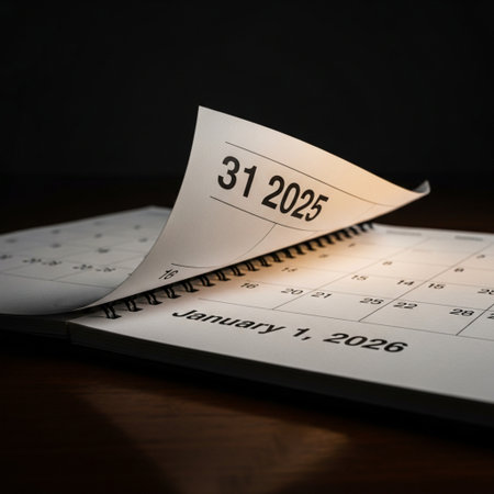 Calendar page with date of 2023 on wooden table. Selective focusの素材