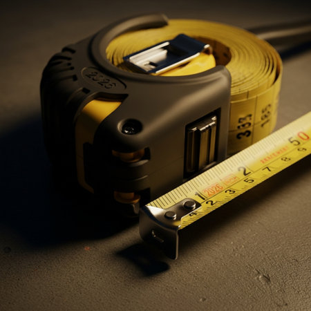 Tape measure on black background. Close-up of tape measure.の素材