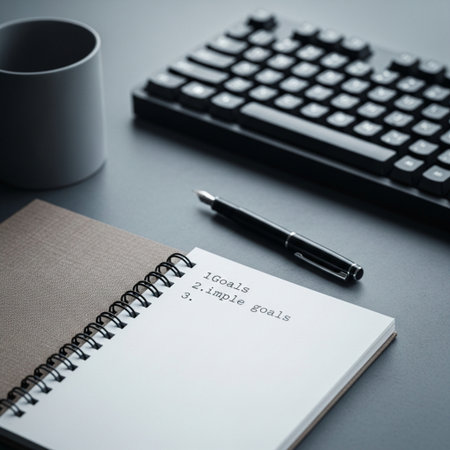 Notebook, pen and keyboard on black table. Business and education concept.の素材