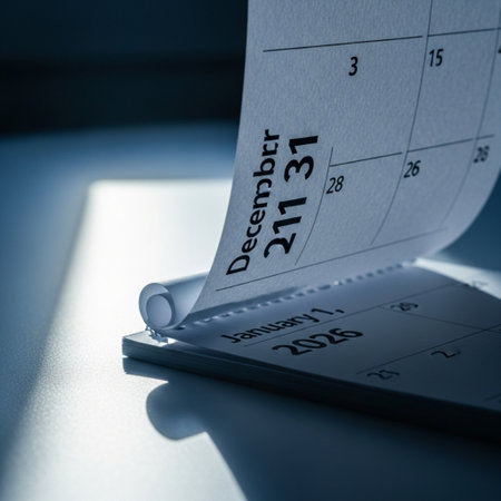 Calendar page with blue toned light in a conceptual image.の素材