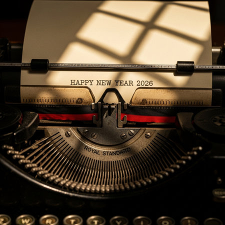 Happy New Year 2016 written on an old typewriter. Retro styleの素材