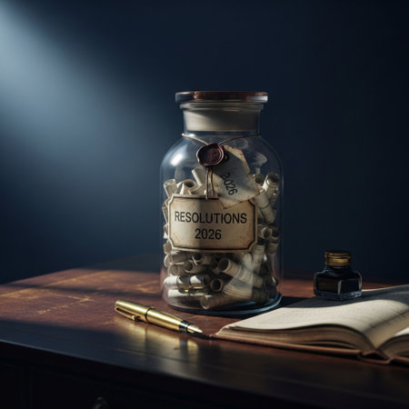Coins in a glass jar with a book and pen on a dark backgroundの素材