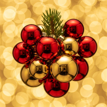 Christmas ornaments on bokeh background. Christmas background.の素材