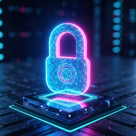 3D rendering of a cyber security concept with a padlock on a laptopの素材