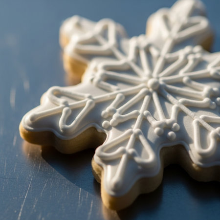 Snowflake cookies on a dark background. Shallow dof.の素材