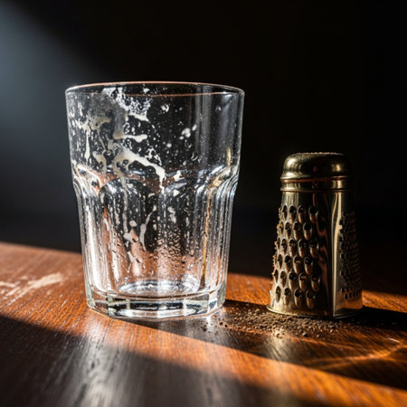 Glass of beer and grater on a wooden table. Black background.の素材