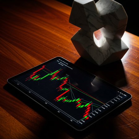 Smartphone with stock market chart on screen. Business and finance concept.の素材