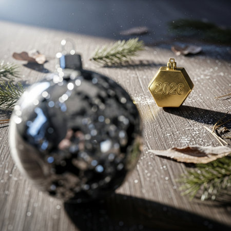 Christmas decoration on wooden background. New Year's and Christmas concept.の素材