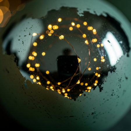 abstract image of a christmas ball with bokeh lightsの素材